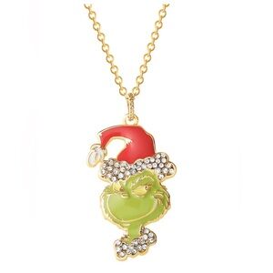 Dr. Seuss The Grinch Christmas Gold Tone Pendant Necklace